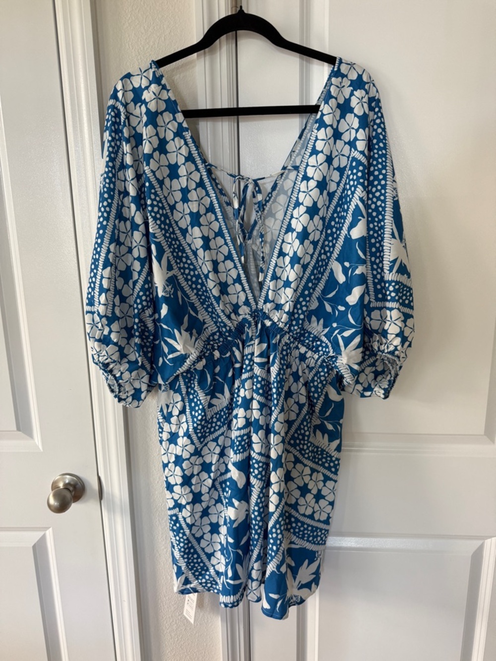 Floral Print Dolman Puff Sleeve Cover-Up Dress - Picture 4 of 5